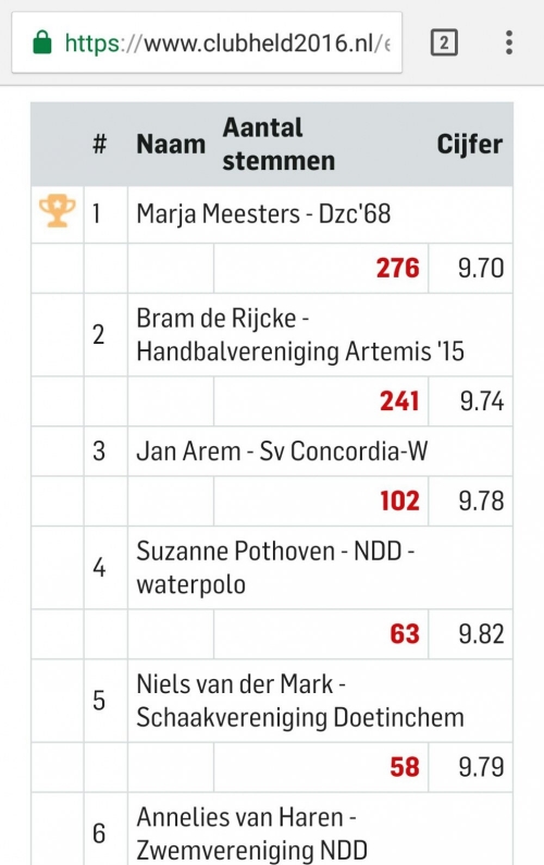 Marja clubheld van de Gemeente Doetinchem