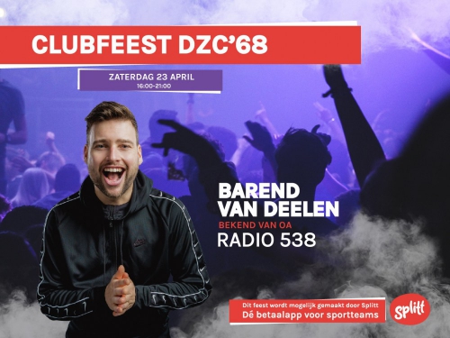 Zaterdag 23 april het Splitt Clubfeest met Barend van Deelen